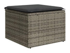 Garden furniture set with cushions, 7 pieces, grey woven resin OKGD39866