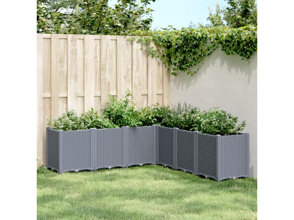 Grey planter 160x160x53 cm polypropylene EMEB65708