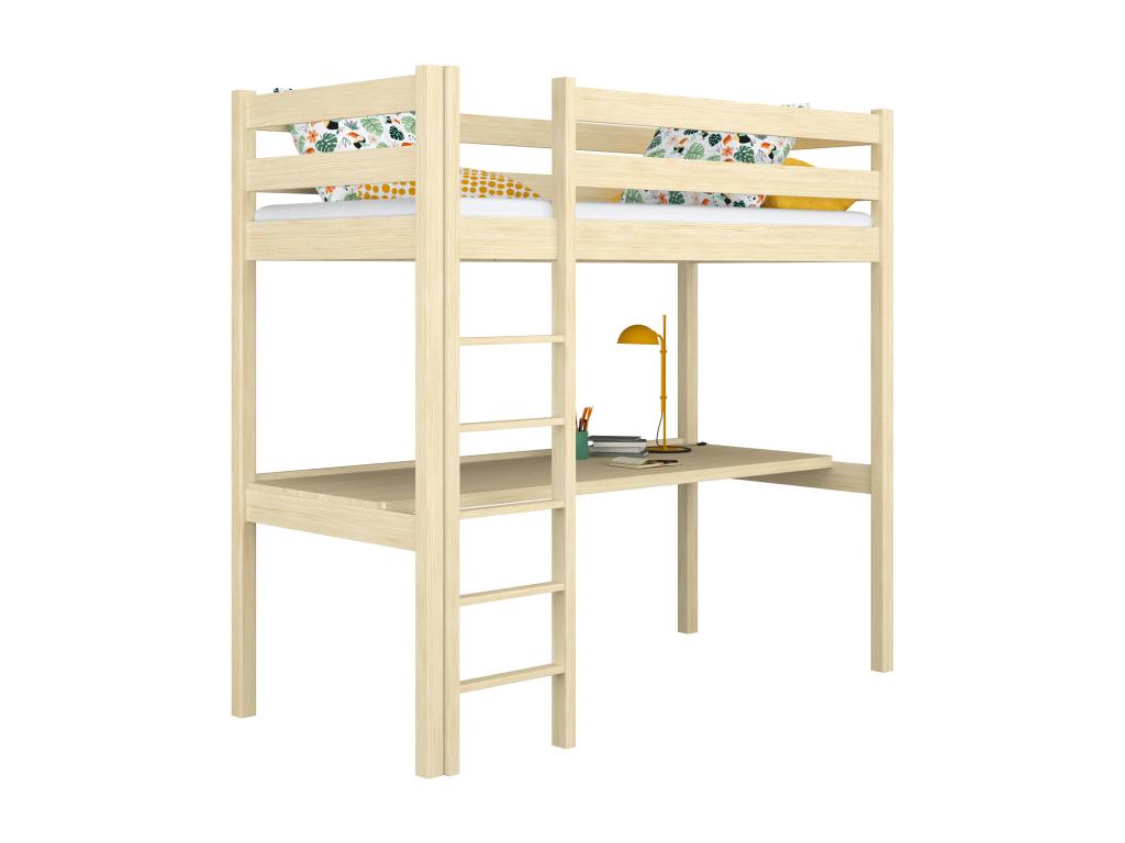 Wooden loft bed with desk N05 Light Pine 120x180 CWPO21720