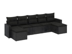 7-piece garden furniture set with cushions, black resin wicker RBSS35094