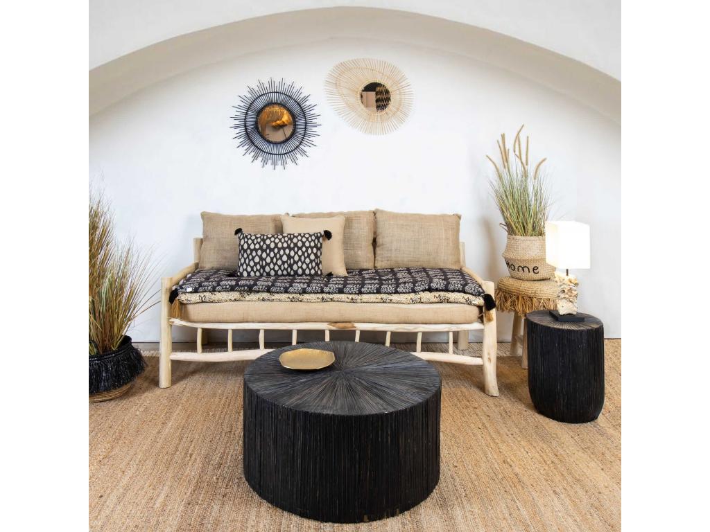 Decohaute Home - Coffee Table in Wood and Coconut Leaves O75cm and H35cm -tupai MVZP75310