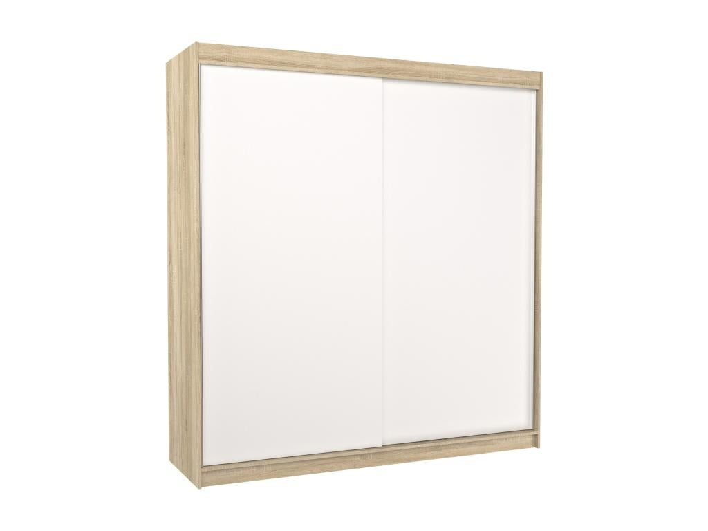 Domopure 200cm GMMZ96365 light wood and white 2-door sliding wardrobe for adult bedroom