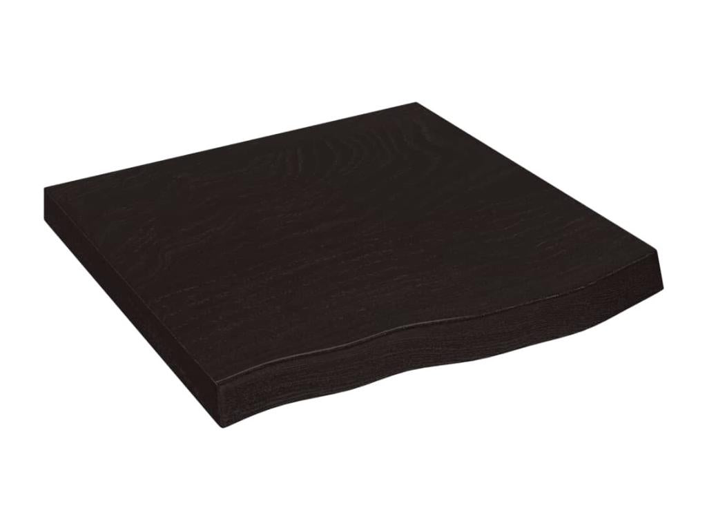 Dark brown wall shelf, solid treated oak wood ZILP58798