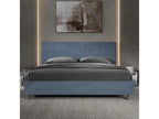 Domopure size bed with 200x210 microfiber blue upholstered slatted base Domopure XNUU71470