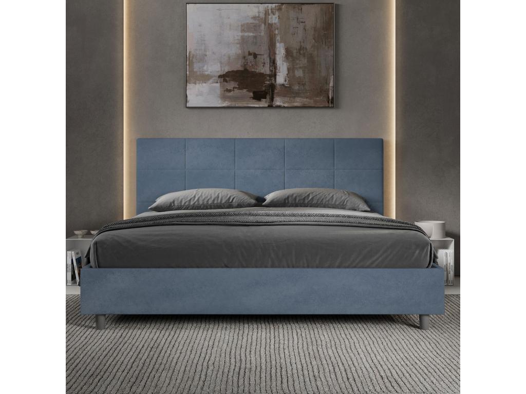Domopure size bed with 200x210 microfiber blue upholstered slatted base Domopure XNUU71470