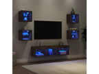 TV wall units with LED lighting, 7 pieces, smoked oak engineered wood, KVQG08922