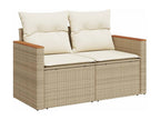 9-piece garden furniture set with cushions, beige woven resin CQUO51217