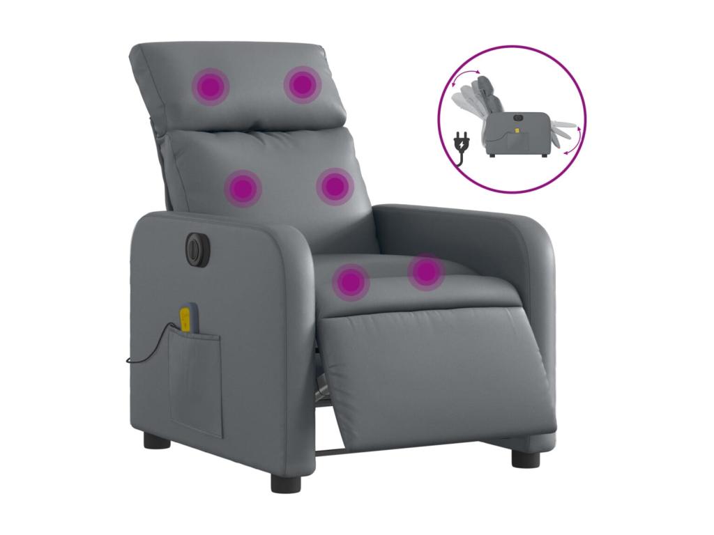 Grey faux leather electric reclining massage chair DDNX04602