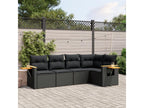 5-piece garden furniture set with cushions, black woven resin ADWJ92519