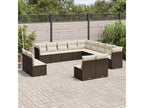 Garden furniture set with cushions, 13 pieces, brown woven resin IYNF25844
