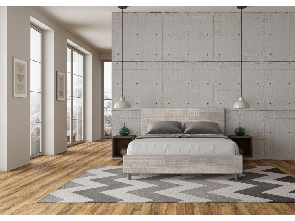 Upholstered double storage bed 160x190 Labirinto 01 white fabric Decohaute XCIO11860