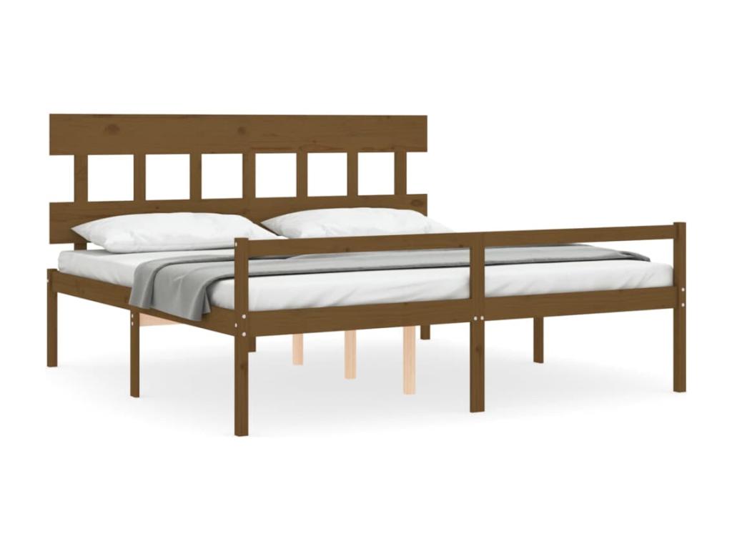 Bed for elderly person and headboard 200x200 solid wood BQXW69502