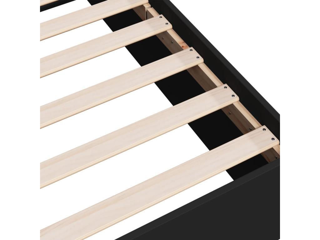 Black bed frame 90x200 cm engineered wood DNCO61363