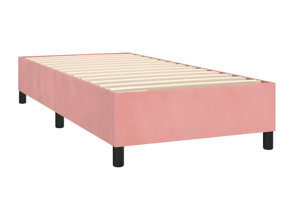 Upholstered bed base with mattress and LED light, Pink, 90x190 cm, Velvet, LSTG23694
