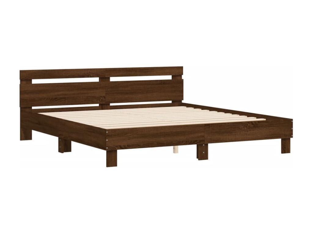 Bed frame with brown oak headboard 200x200 cm RXTN15185
