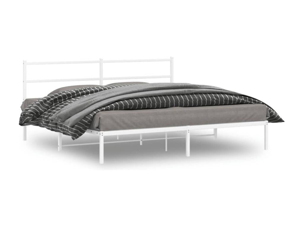 Metal bed frame with white headboard 180x200 UJBB36516