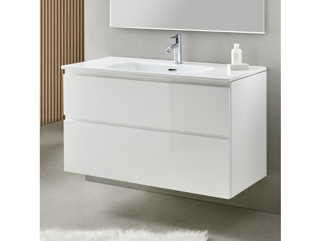 Bathroom cabinet with 2 suspended drawers, white with molded top - Length 80 x Height 56 ​​x Depth 46 cm TBHA91336