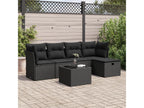 6-piece garden furniture set with cushions, black woven resin SQOT88725