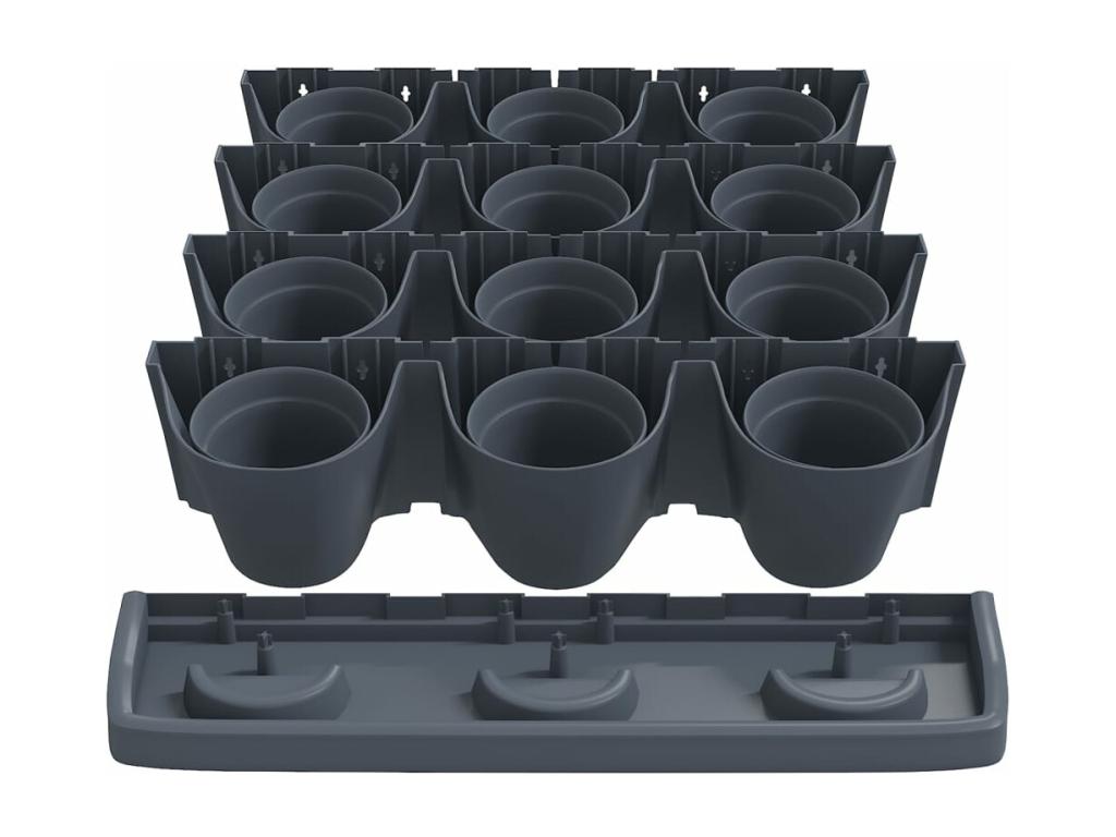 Set of 12 vertical planters, Anthracite PP CYPT18643