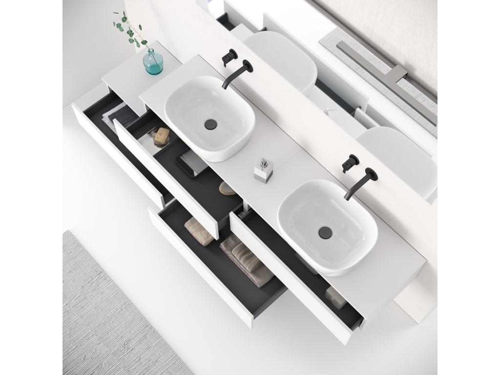 Decohaute 9-piece double vanity unit in matte white GJYY49910