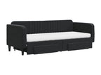 Daybed with pull-out bed and drawers, black, 80x200 cm, velvet, NONX26767