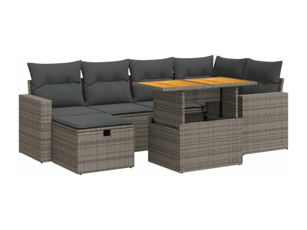 Decohaute WNFK72051 8-piece garden furniture set with cushions, grey woven resin