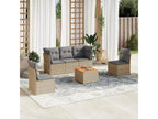 Garden furniture set with cushions, 6 pieces, beige woven resin XMSM30463