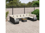 11-piece garden furniture set with cushions, black woven resin UFYD81505