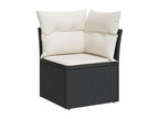 9-piece garden furniture set with cushions, black resin wicker QMXJ65537