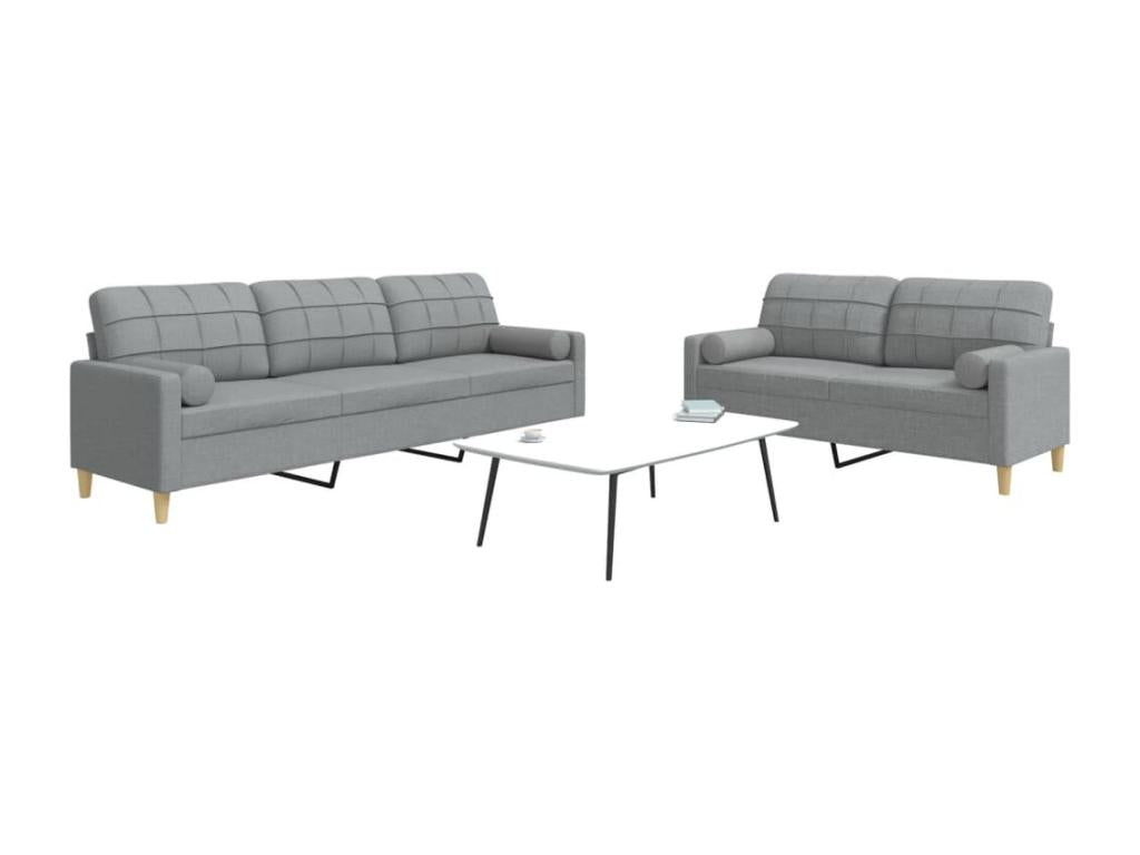 2-piece sofa set with light grey fabric decorative cushions BAUY89393