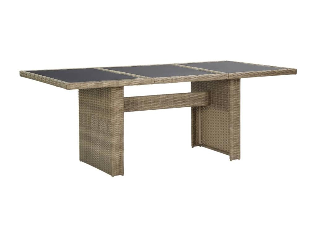 Brown dining table 200x100x74 cm Glass and woven resin TDQO10170