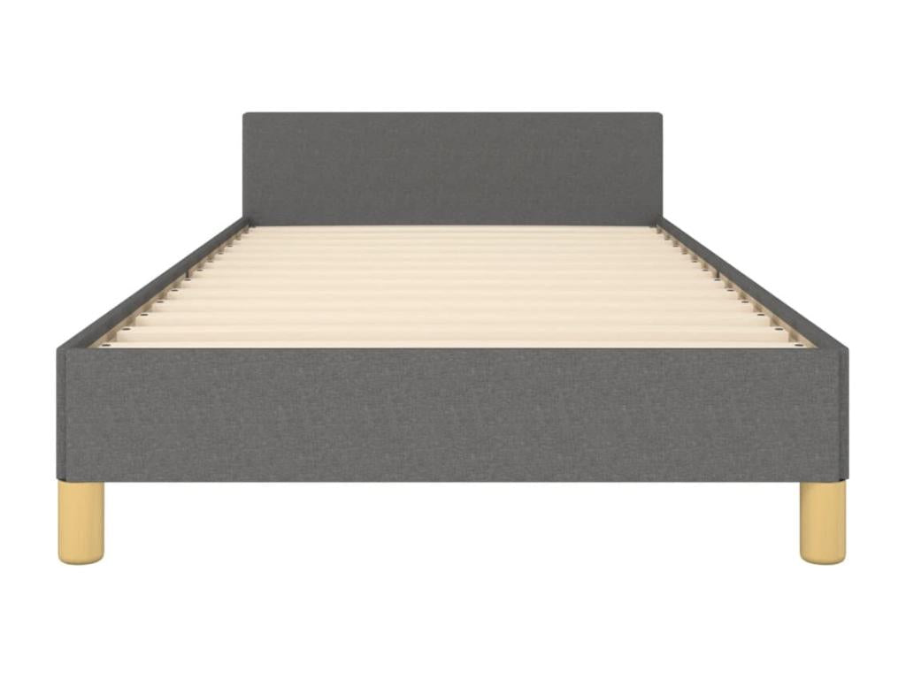Bed frame with headboard, dark grey, 90x190 cm, fabric, MPAD72811