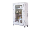 Botela 100cm DWGA58903 2-door LED display cabinet in white wood with a marble-effect varnish and tempered glass
