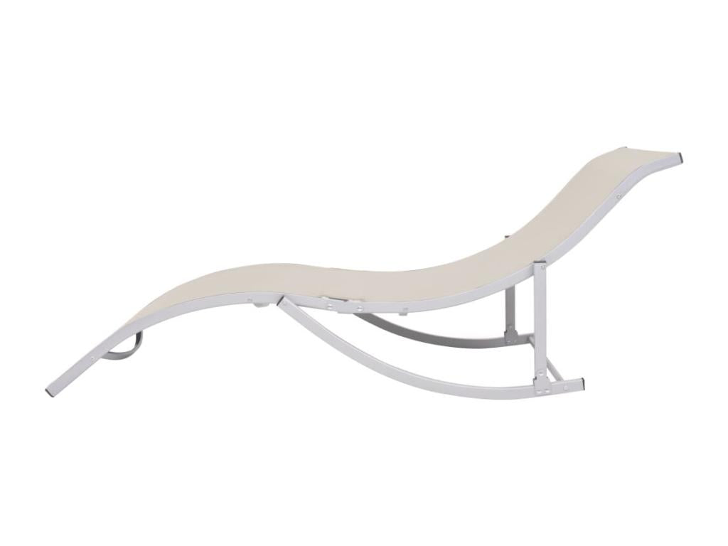 Folding sun loungers, set of 2, Cream Textilene QYTD76138
