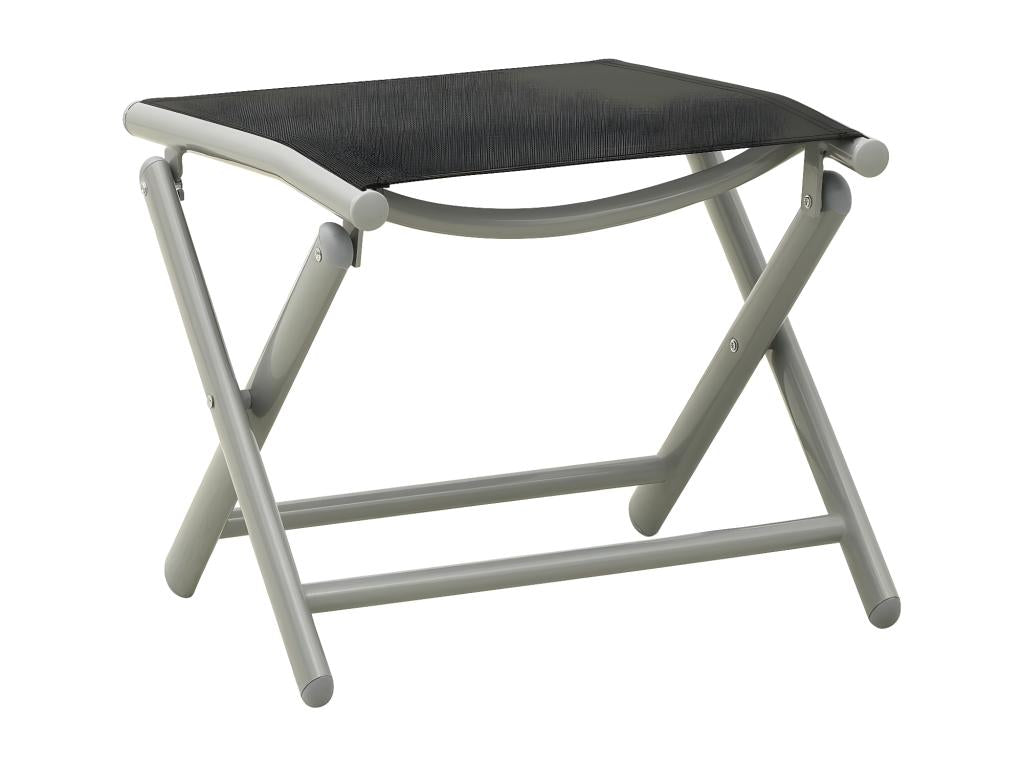 Folding footrest, black and silver, textilene and aluminum, UZEB29886