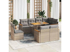 Decohaute CBEB42239 9-piece beige resin wicker garden furniture set with cushions