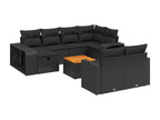 11-piece garden furniture set with cushions, black woven resin OIXF75387