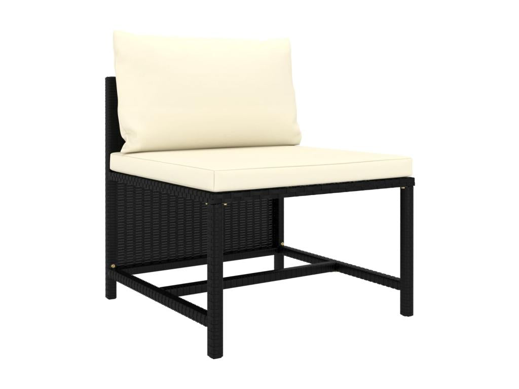 4-piece garden sofa set with cushions, black wicker resin, GXIE69215