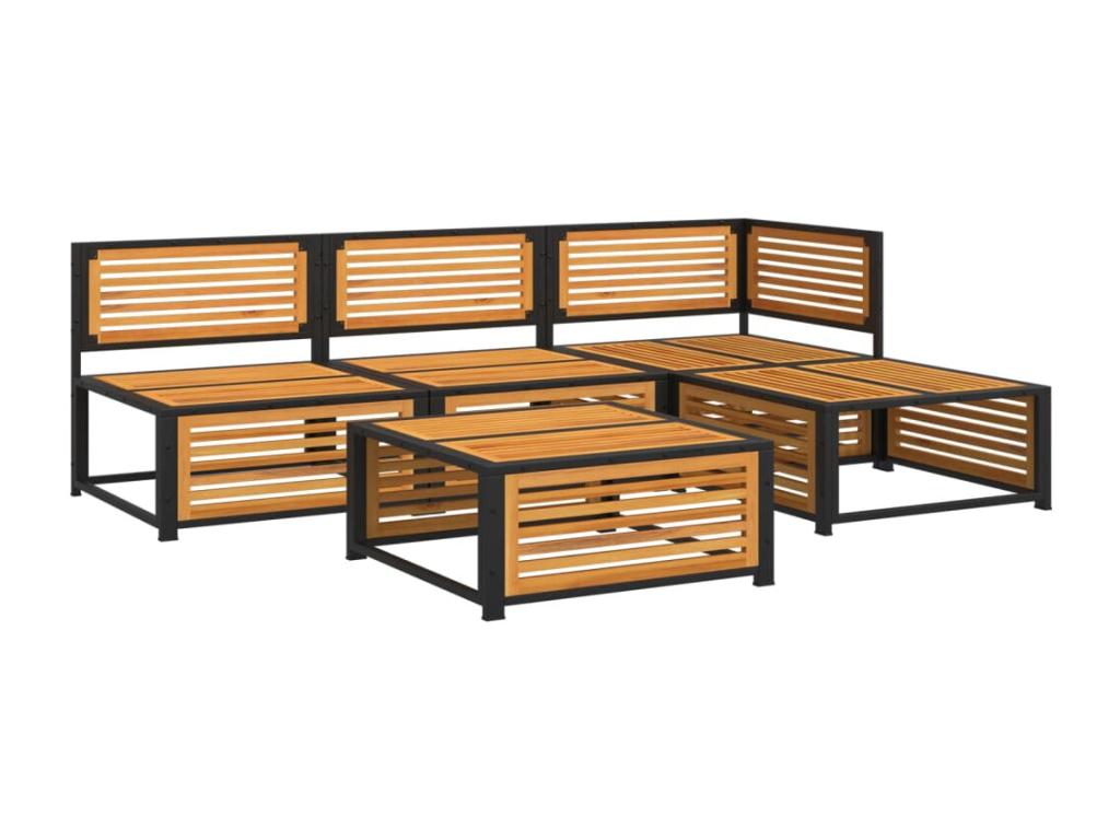 5-piece garden furniture set with cushions, solid Domopure wood, WYEE68239