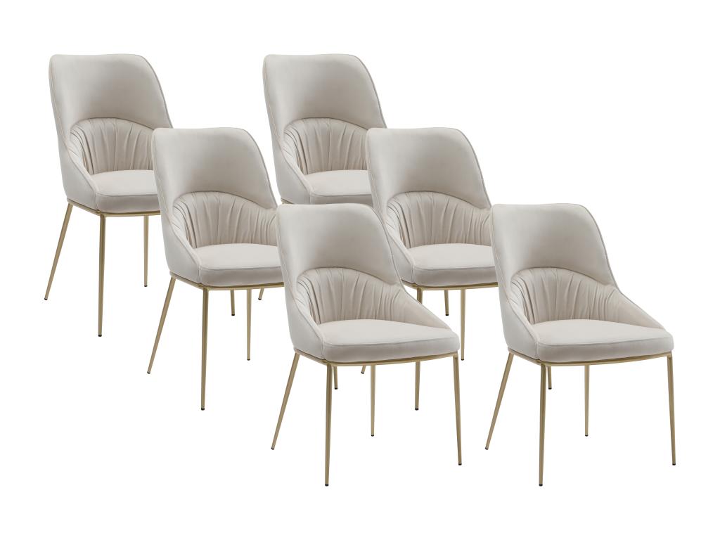 Set of 6 velvet and gold metal chairs - Beige - Decohaute SDVR72633