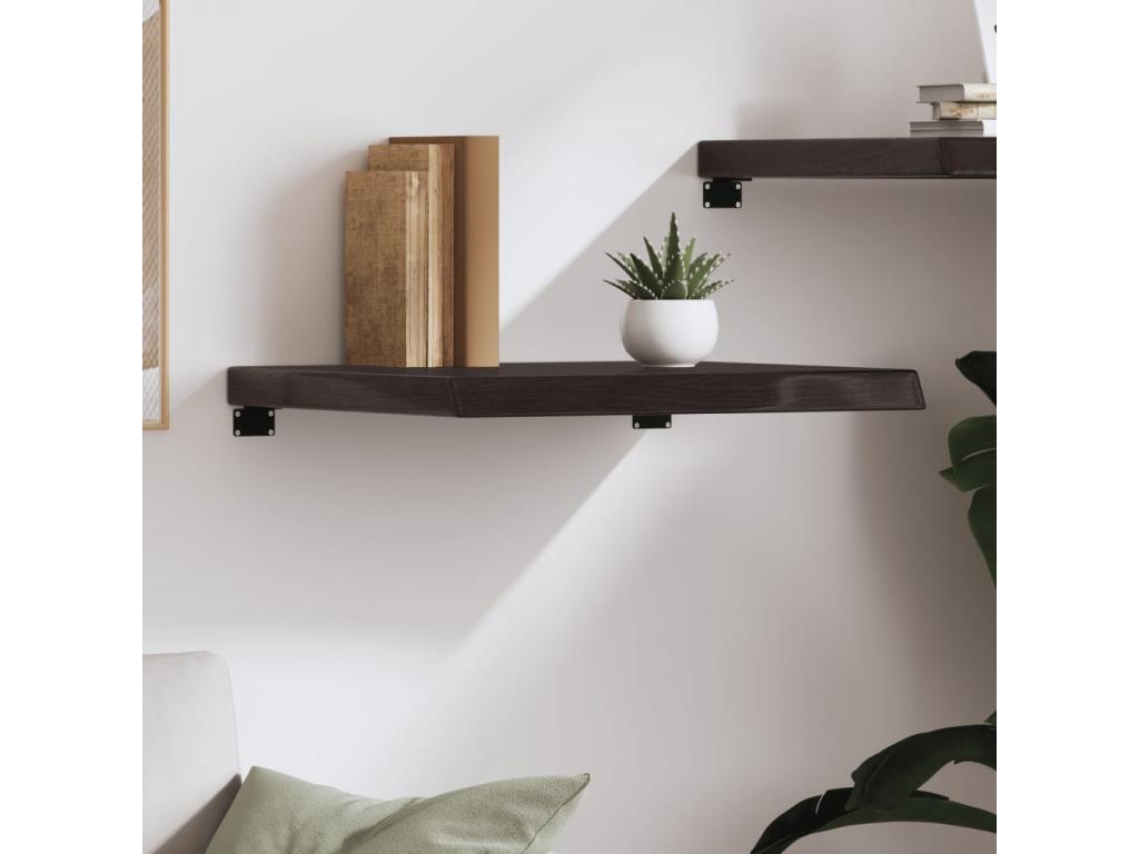 Dark brown wall shelf, solid treated oak wood ZILP58798