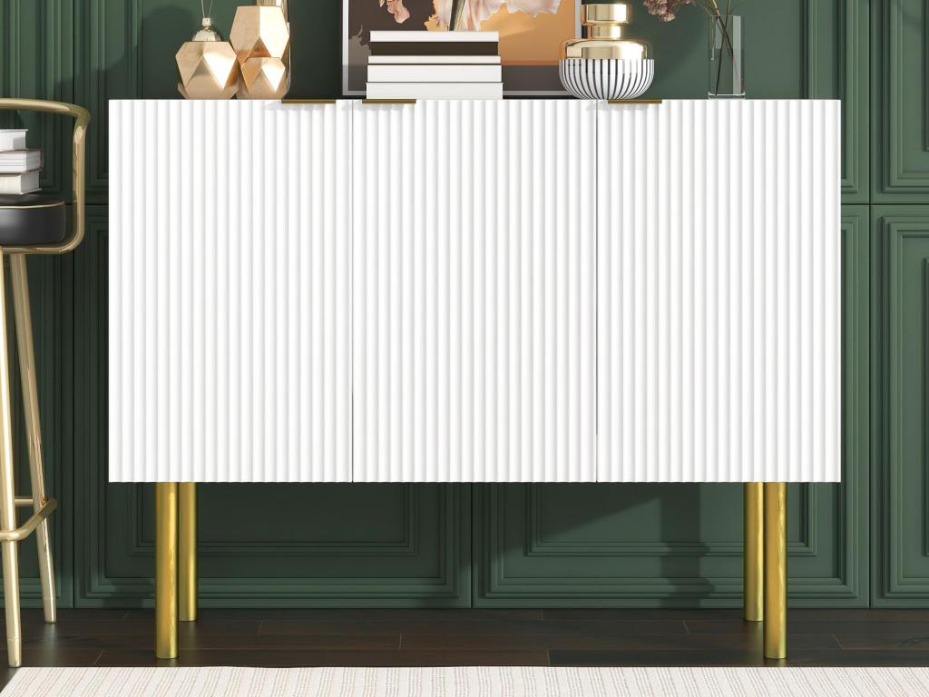 3-door sideboard with adjustable shelves - MDF / particle board - White VOCR35738