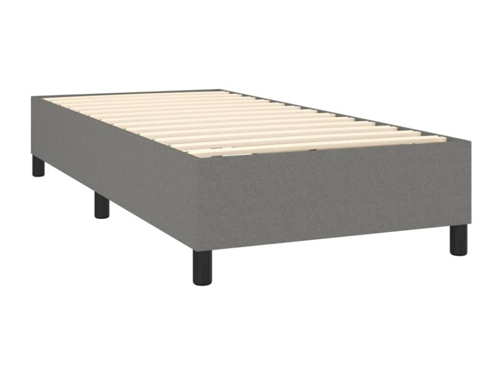 Upholstered bed base with mattress, Dark Grey, 90x200 cm, Fabric ZXWC73091