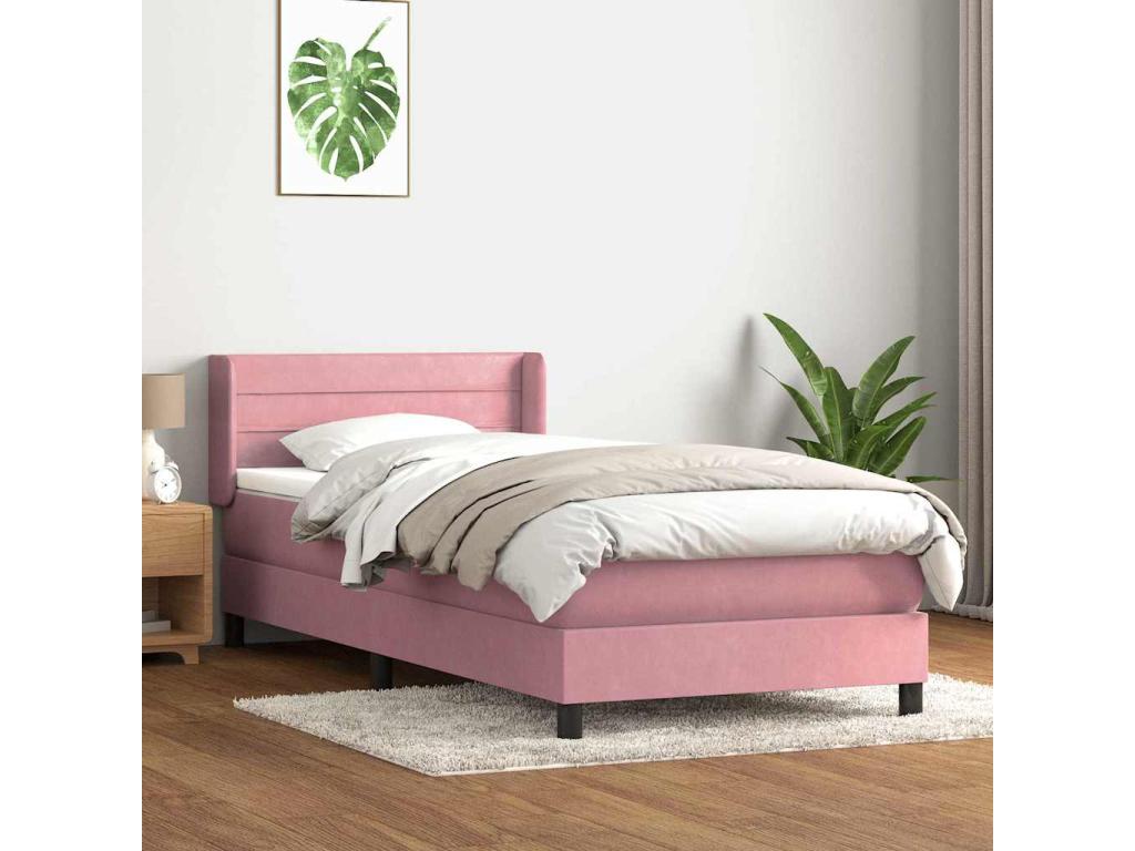 Domopure bed base with pink velvet mattress 80x210 cm MMJH15043