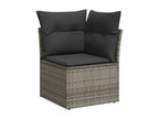 10-piece garden furniture set with cushions, grey woven resin BQOY56985