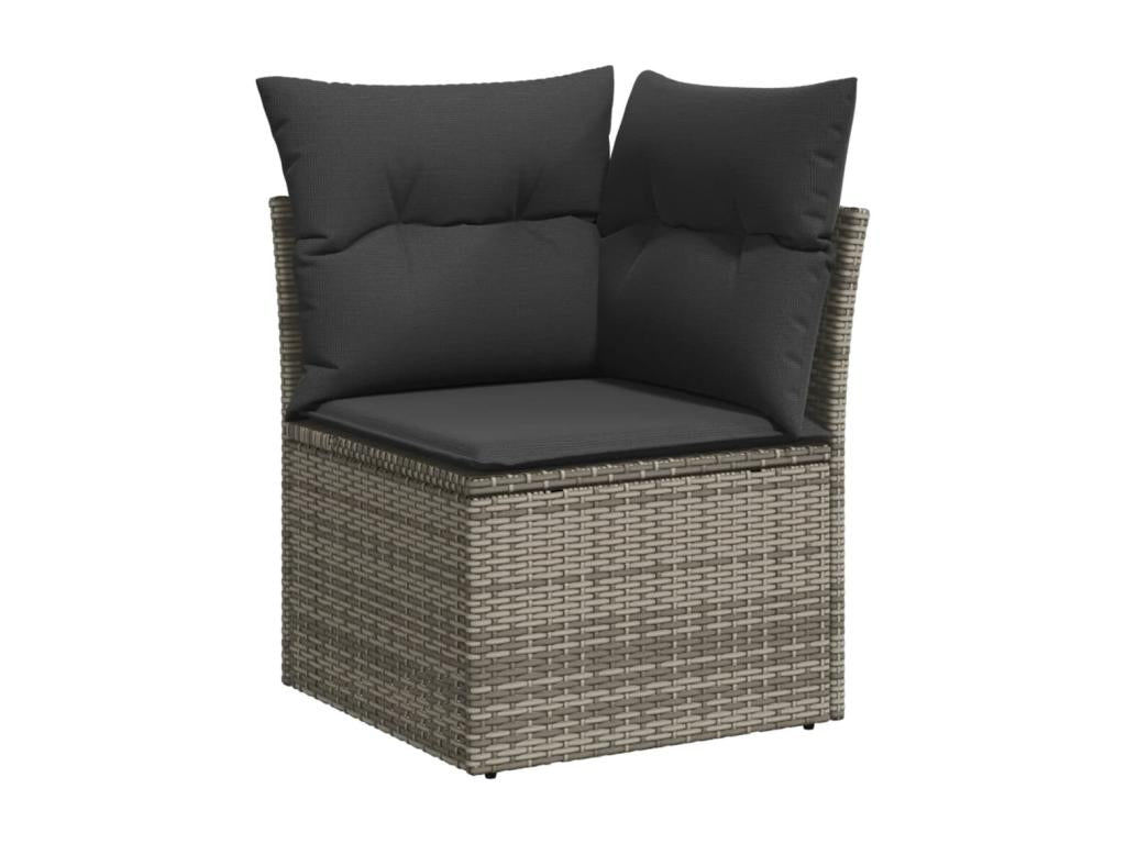 10-piece garden furniture set with cushions, grey woven resin BQOY56985