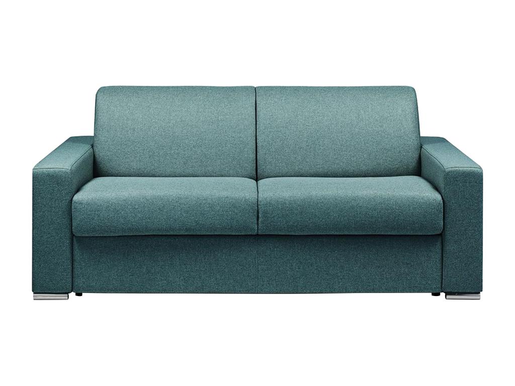3-seater express convertible sofa in blue fabric - 140 cm sleeping area - 14 cm memory foam mattress Domopure VDOV16480