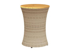 Domopure Premium - Drum-shaped garden side table, beige rattan and solid wood JUEB68750