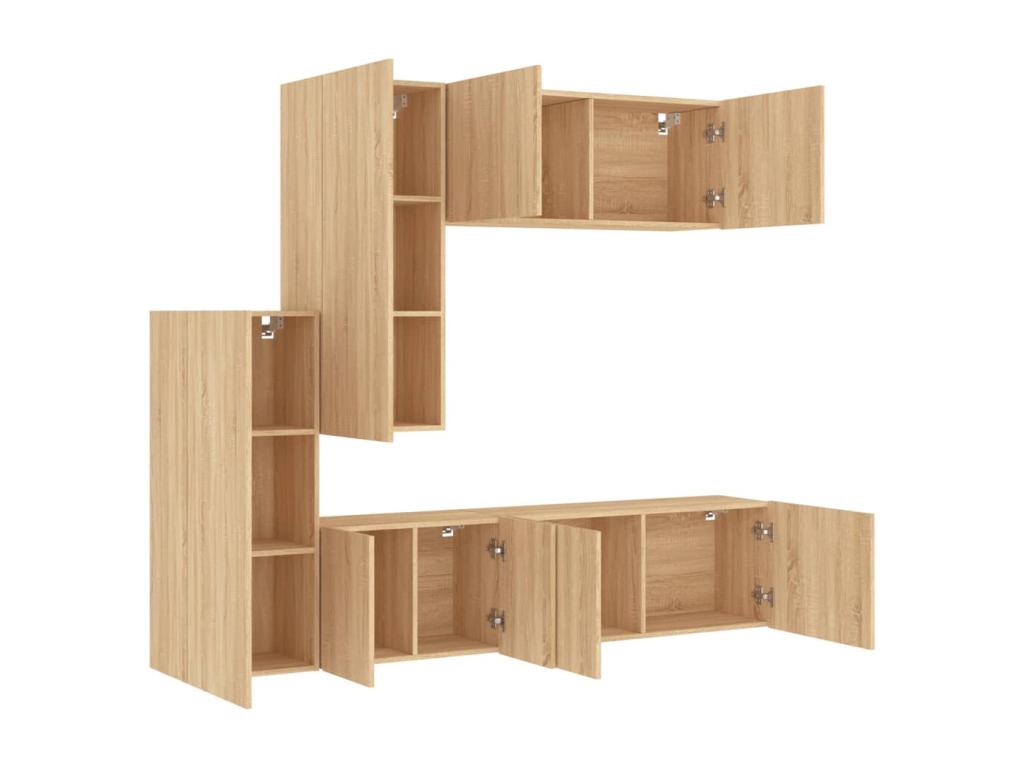Decohaute 5-piece oak engineered wood TV wall units NYOW71871