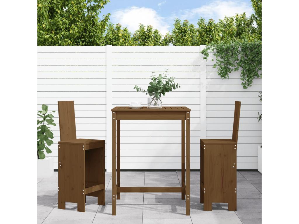 3-piece garden bar set, honey brown, solid pine wood OFZW58978